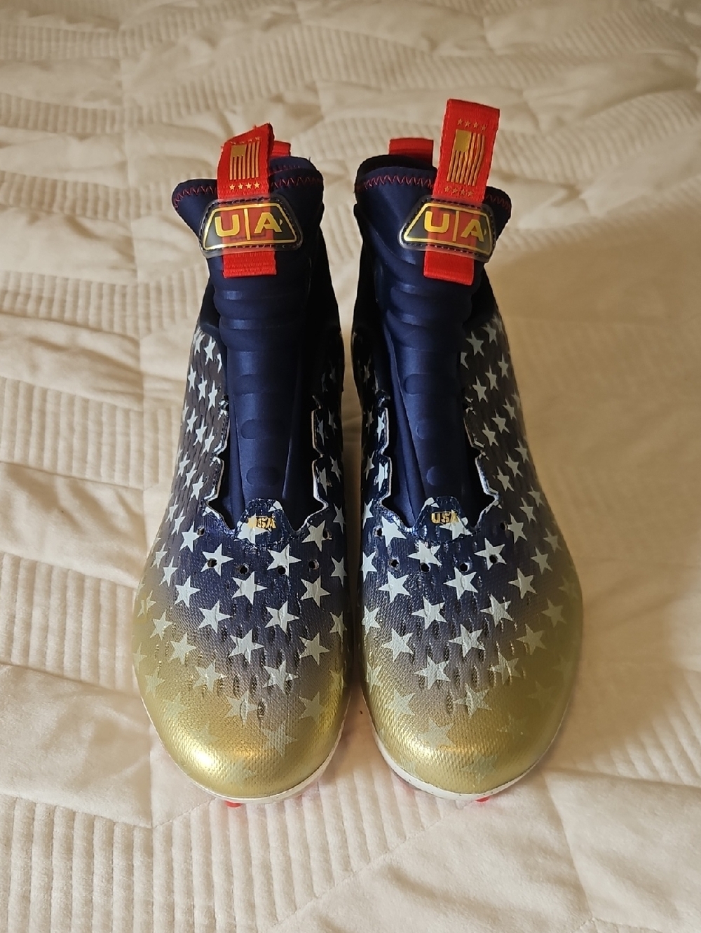 USA Under Amour Star Gradient Cleats - Navy, White & Gold